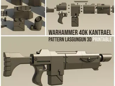 Warhammer 40K Kantrael Pattern Lasgun  Gun 3D Printable Free 3D model