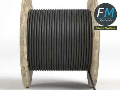 Wooden coil of electric cable 3D model