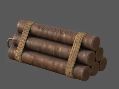 Explosive Charge  Realistic TNT Dynamite Bundle  Low-poly 3D model
