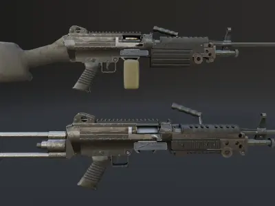 Lowpoly M249 Saw gun 3d Model Free low-poly 3D model