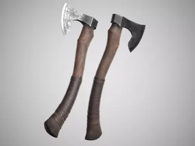 Curved Axe Low-poly 3D model