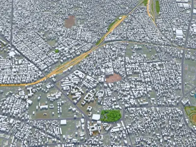 Guntur Andhra Pradesh 20km Low-poly 3D model