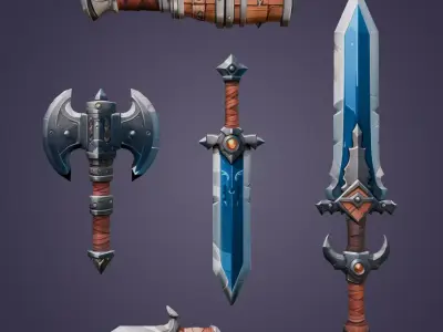 Stylized Weapons lov 01 Low-poly 3D model