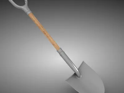 Shovel Low-poly 3D model 14