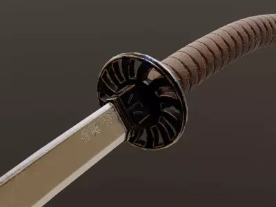Game-Ready Katana Sword PBR Low Poly Low-poly 3D model