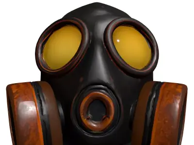 Weathered Gas Mask PBR Model Low-poly 3D model