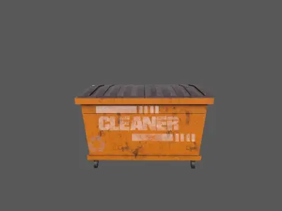 Dumpster orange trash can Low-poly 3D model