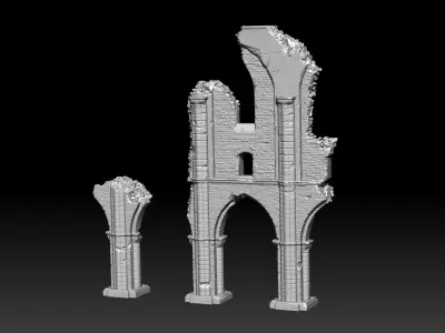 Ancient Cathedral Ruins High Poly 3D model