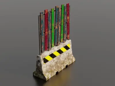Concrete barrier  Low-poly 3D model 4
