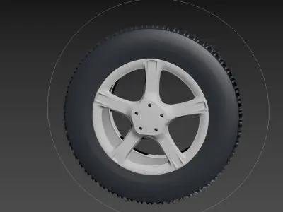 Tyre 3d model car tire in middle of road Free 3D model