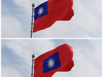 Animated Taiwan Flags  3D model