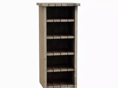 Medieval Tall Shelf 01 Low-poly 3D model