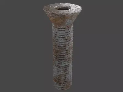3D Low Poly Rusted Countersunk Bolt Baked Low-poly 3D model