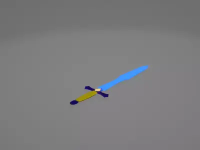Blue 3D Sword Model for Simple Games 3D model