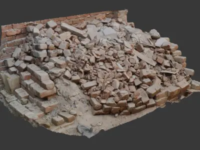 Brick Rubble Pile Scan Low-poly 3D model