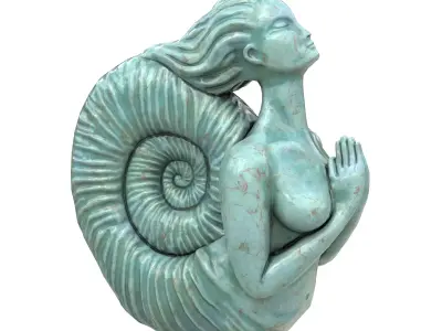 Siren marble statues Low-poly 3D model