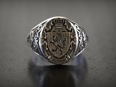  Mens Lion Knight Signet Ring  3D print model