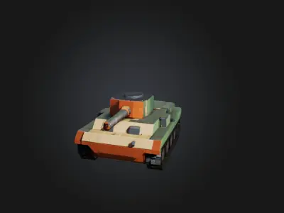 Blocky Tank   Low-poly 3D model