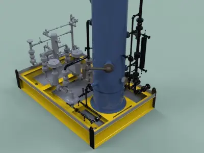 Fuel gas scrubber skid Free 3D model