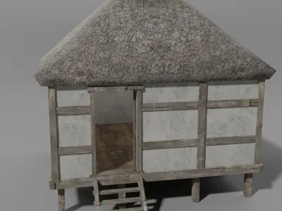 Medieval barn Low-poly 3D model