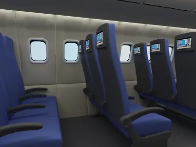 Cabin of aircraft Low-poly 3D model