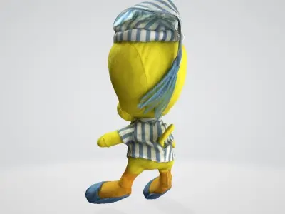 Tweety stuffed toy duck with stripes 3D model