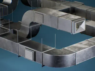 Game-ready PBR  Industrial Modular Vent System - Low poly Low-poly 3D model