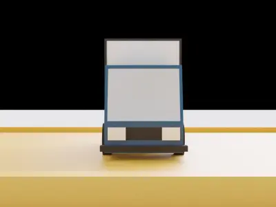 Low Poly truck toy on square 3D model