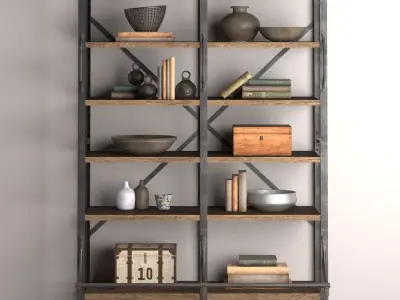 French Library Double Bookcase 3D model