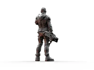 Old Mercenary Veteran Sci Fi Character 3D print model