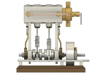 2 Cylinder Vertical Marine Type Steam Engine 3D model