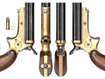 PBR Sharps Pepperbox Derringer Low-poly 3D model