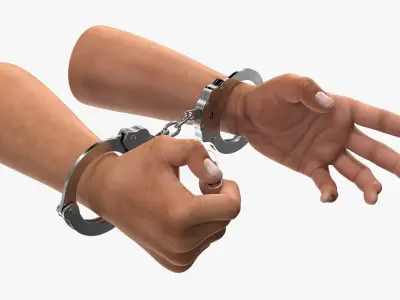 Locking Restraint Handcuffs Worn on Hands with Lockpick Metallic Silver 