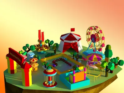 amusement park Low-poly 3D model 8