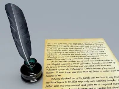 Inkwell and Feather 3D model