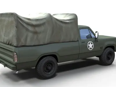 Dodge D100 military truck Low-poly 3D model