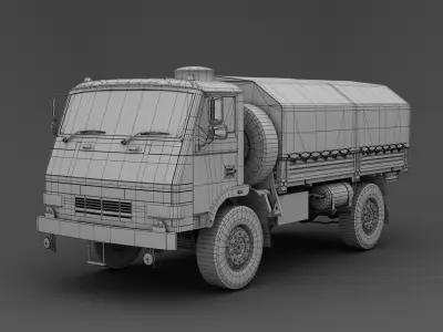 TATA LPTA 715 4x4 Military Truck Low-poly 3D model