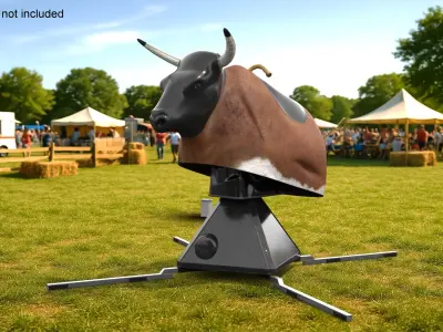Mechanical Rodeo Bull with Steel Stabilizer Case Rigged for Maya 3D model