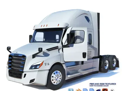 Freightliner Cascadia Sleeper 2024 Low-poly 3D model