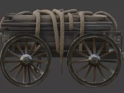 Viking Wooden Cart 3D Model v03 Low-poly 3D model