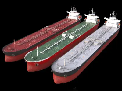 Panamax  tanker and tugboat Low-poly 3D model