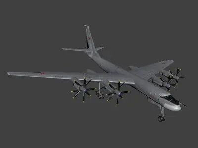 T upolev Tu 95 Bear Low-poly 3D model