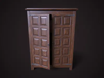 Old vintage wardrobe Low-poly 3D model
