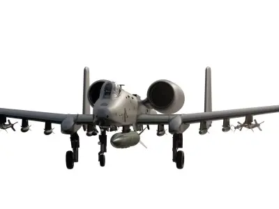 Fairchild Republic A-10 Thunderbolt II with interior 3D model