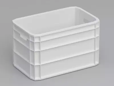 Portable Plastic Crate white 3D model