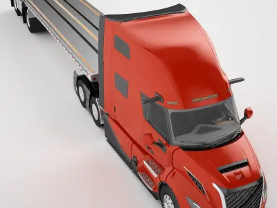 Semi Truck Generic Flat Trailer 04 3D model