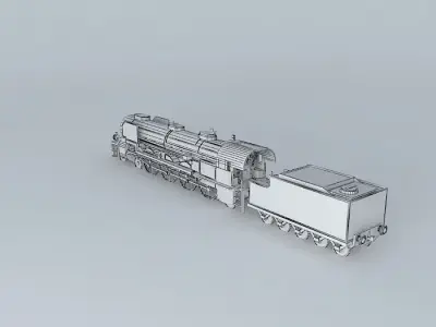 Locomotive silver train Free 3D model