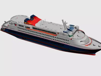 Modern Luxury Cruise Ship - Sleek 3D Ocean Liner Model 01 3D model