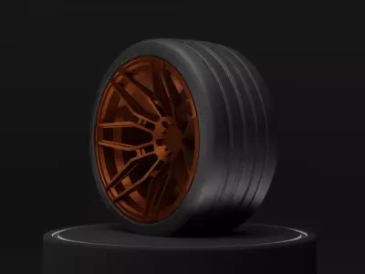 A wide sports car tire Free 3D model