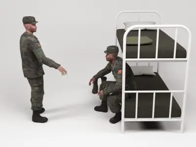 Military Barracks - Scene 1 Low-poly 3D model